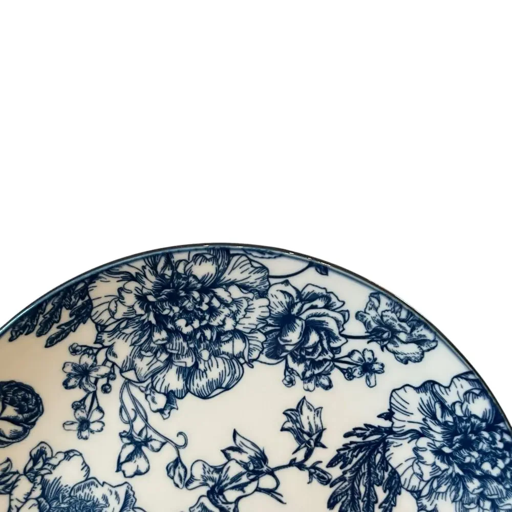 4pc Godinger English Garden Porcelain Salad Plates 7.5in Blue & White Floral